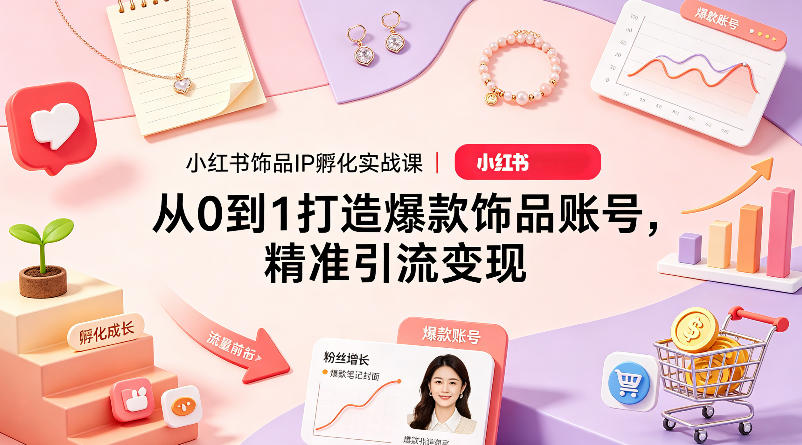 小红书饰品IP孵化实战课｜从0到1打造爆款饰品账号，精准引流变现-洛柒笔记