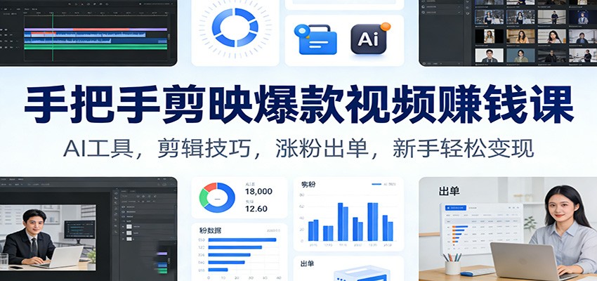 手把手剪映爆款视频赚钱课：AI工具，剪辑技巧，涨粉出单，新手轻松变现-洛柒笔记