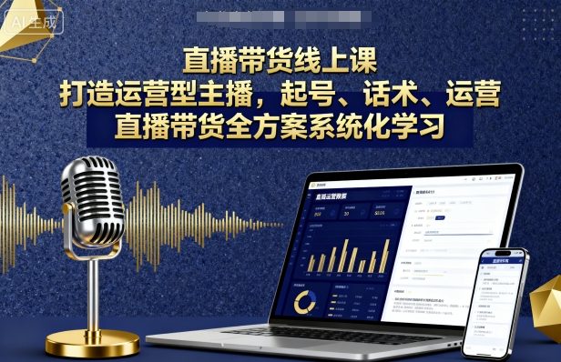 直播带货线上课，打造运营型主播，起号、话术、运营，直播带货全方案系统化学习-洛柒笔记