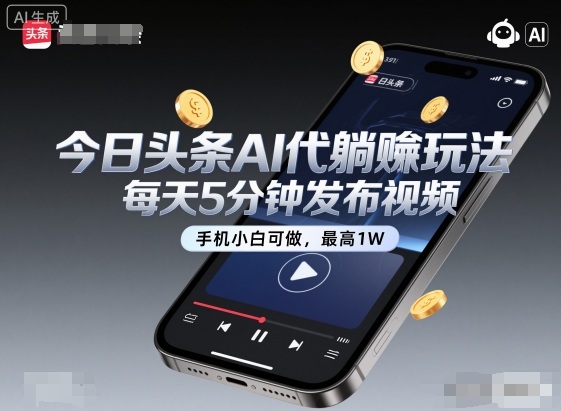 今日头条AI代躺賺玩法，每天5分钟发布视频，手机小白可做，最高1W+【揭秘】-洛柒笔记