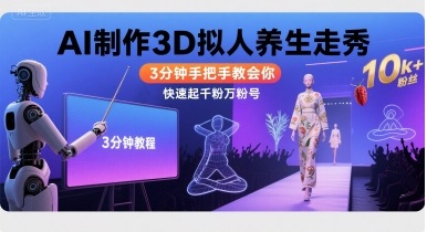 Ai制作3D拟人养生走秀，3分钟手把手教会你，快速起千粉万粉号-洛柒笔记
