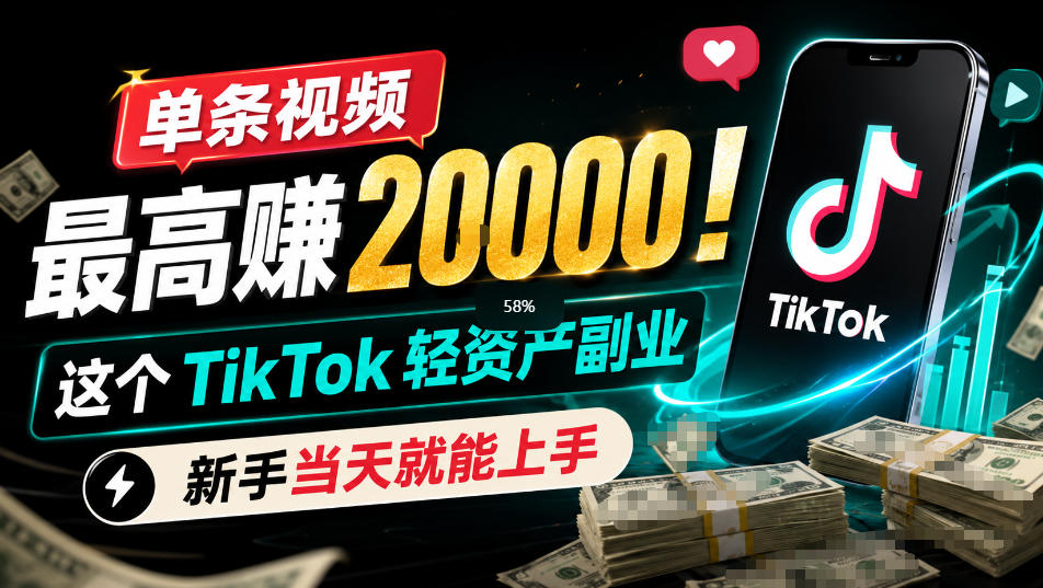 单条视频最高賺2W！这个TikTok轻资产副业，新手当天就能上手-洛柒笔记