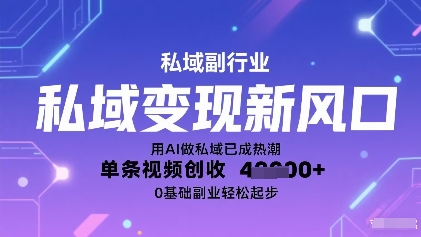 私域变现新风口：用AI做私域已成热潮，单条视频创收1k+，0基础副业轻松起步-洛柒笔记