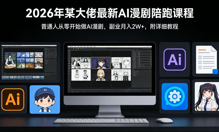 26年某大佬最新Ai漫剧陪跑课程，普通人从零开始做AI漫剧，副业月入2W+-洛柒笔记