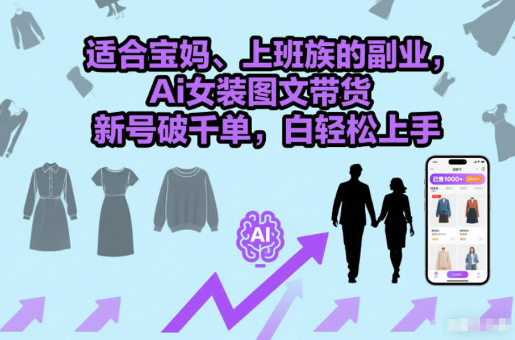 适合宝妈、上班族的副业，Ai女装图文带货，新号破千单，小白轻松上手-洛柒笔记