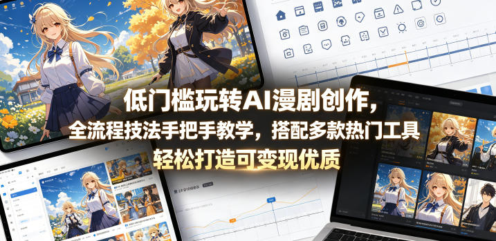 低门槛玩转AI漫剧创作，全流程技法手把手教学，搭配多款热门工具，轻松打造可变现优质作品-洛柒笔记