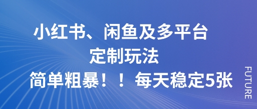 小红书、闲鱼及多平台定制玩法简单粗暴！每天稳定5张-洛柒笔记