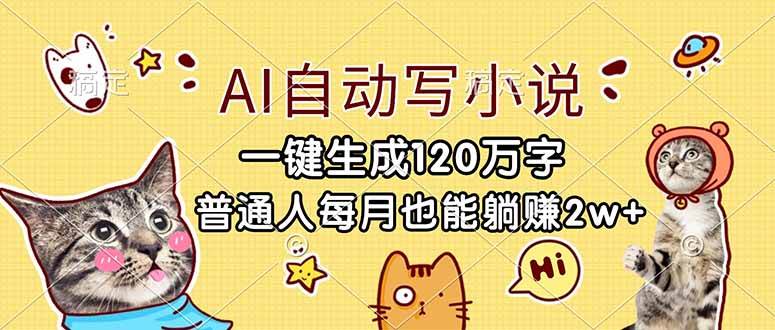 （17025期）AI自动写小说，一键生成120万字，普通人每月也能躺赚2w+-洛柒笔记