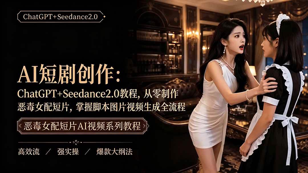 （19545期）AI短剧创作：ChatGPT+Seedance2.0教程，从零制作恶毒女配短片，掌握脚本图片视频生成全流程-洛柒笔记