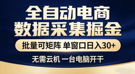 独家电商数据全自动采集项目，批量可矩阵，单窗口轻松日入3张+【揭秘】-洛柒笔记