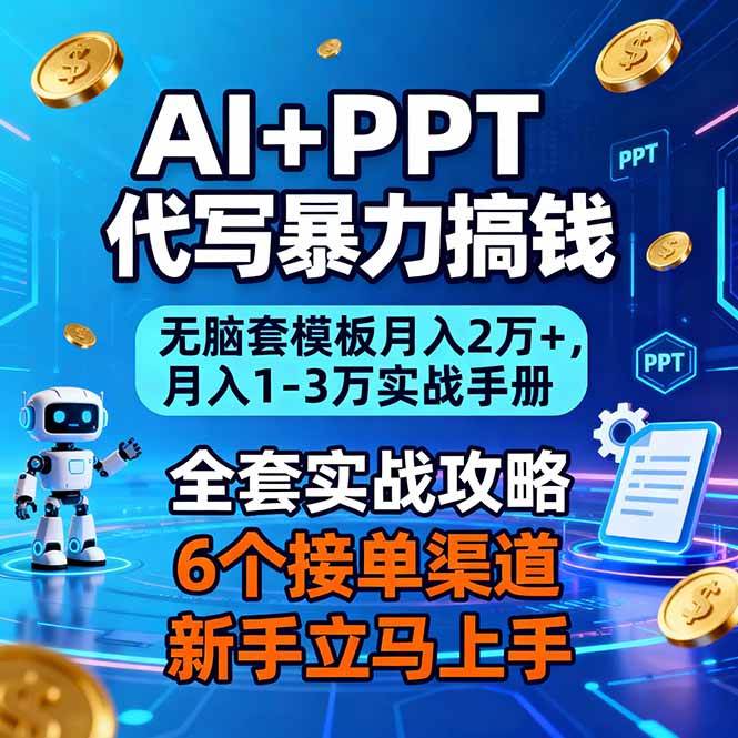 （16783期）AI+PPT代写暴力搞钱：无脑套模板月入2万+，月入1-3万实战手册-洛柒笔记