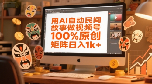 用AI自动民间故事做视频号，100%原创，矩阵日入1k+-洛柒笔记