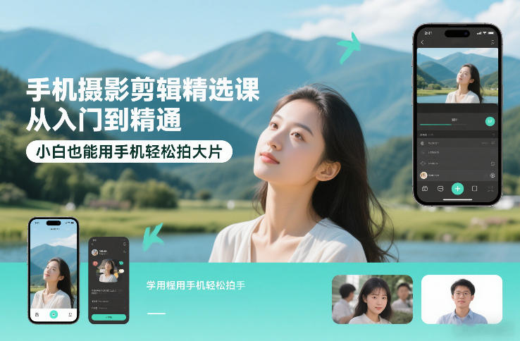 手机摄影剪辑精选课，从入门到精通，小白也能用手机轻松拍大片-洛柒笔记