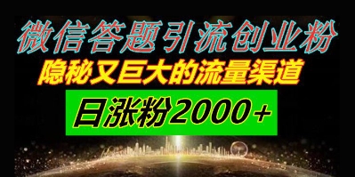 微信答题引流创业粉，隐秘又巨大的流量渠道一小时引流200人，日涨粉2000+-洛柒笔记
