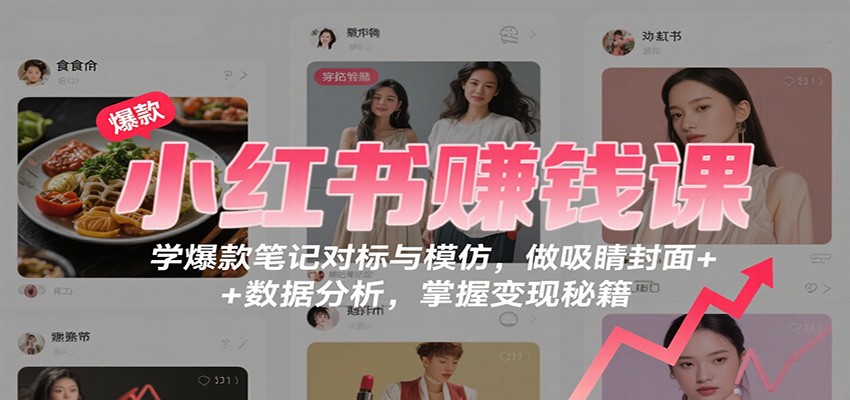 小红书赚钱课：学爆款笔记对标与模仿，做吸睛封面 + 数据分析，掌握变现秘籍-洛柒笔记