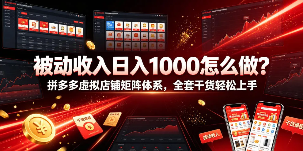 被动收入日入1000怎么做？拼多多虚拟店铺矩阵体系，全套干货轻松上手-洛柒笔记