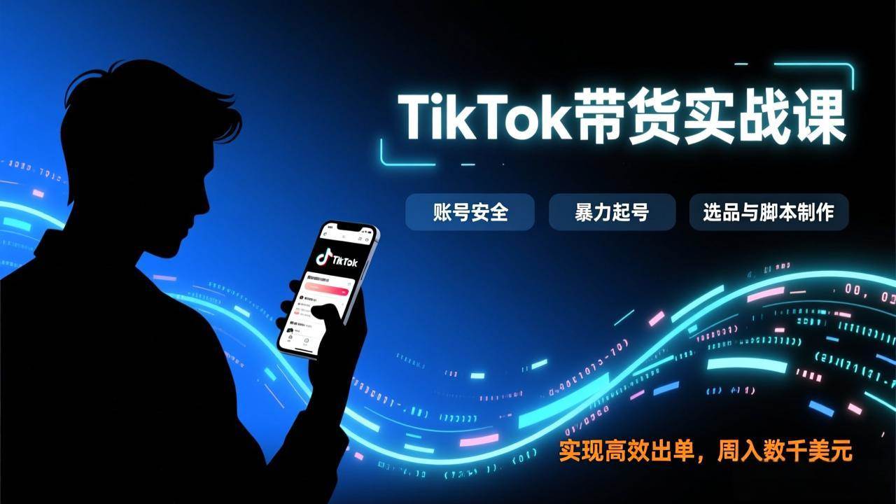 （17278期）TikTok带货实战课，涵盖账号安全、暴力起号、选品与脚本制作，实现高效出单，周入数千美元-洛柒笔记