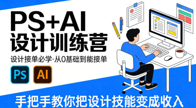 设计接单必学，PS+AI设计训练营，从0基础到能接单，手把手教你把设计技能变成收入-洛柒笔记