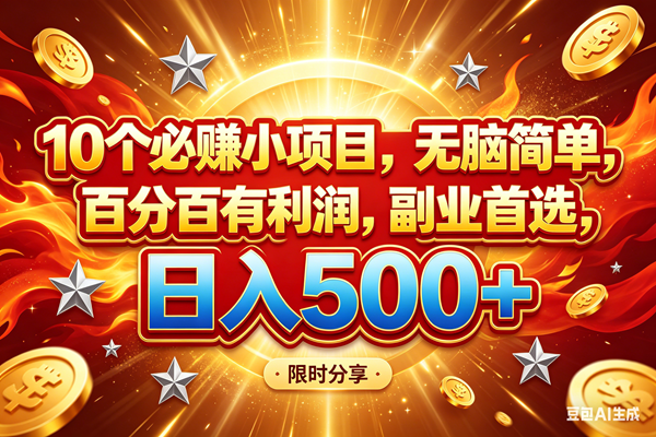 （18092期）10个必赚小项目，百分百赚米，无脑简单，副业首选，日入499+-洛柒笔记