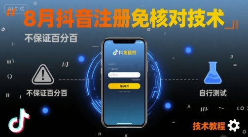 8月抖音注册免核对技术，不保证百分百，自测-洛柒笔记