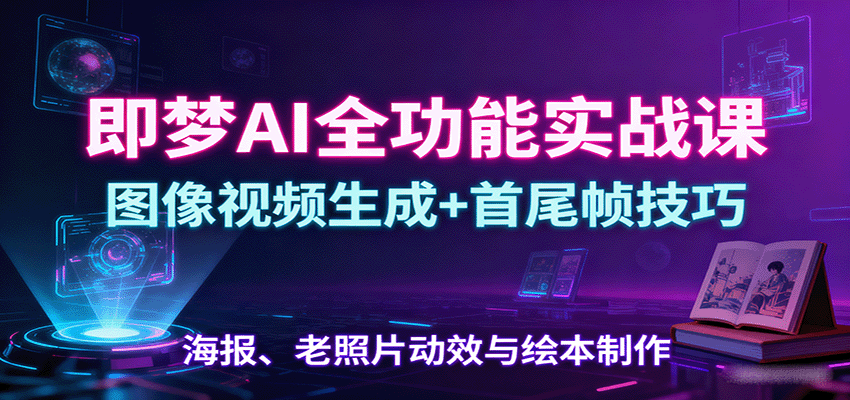 即梦AI全功能实战课：图像视频生成+首尾帧技巧，海报、老照片动效与绘本制作-洛柒笔记