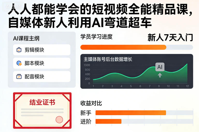 人人都能学会的短视频全能精品课，自媒体新人利用AI弯道超车-洛柒笔记