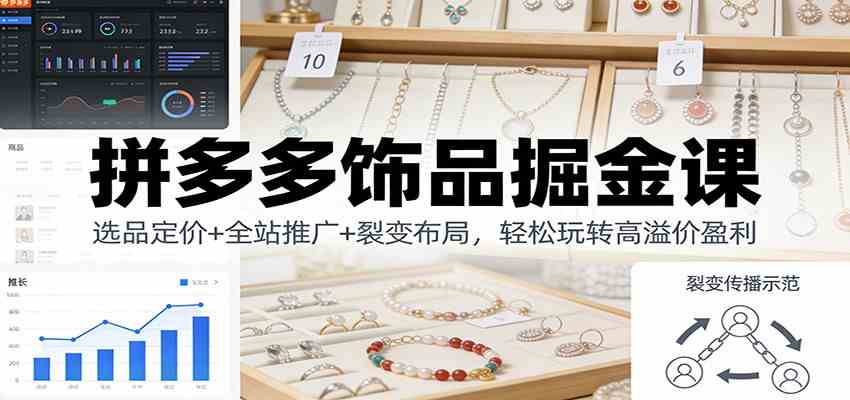 拼多多饰品掘金课：选品定价+全站推广+裂变布局，轻松玩转高溢价盈利-洛柒笔记