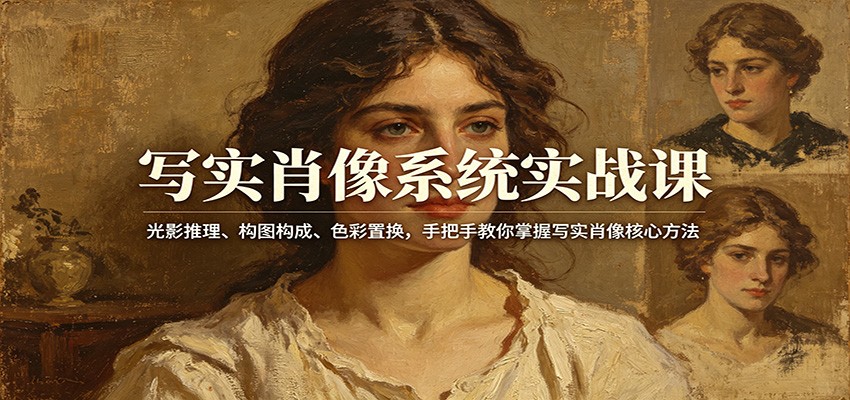 写实肖像系统实战课：光影推理、构图构成、色彩置换，手把手教你掌握写实肖像核心方法-洛柒笔记