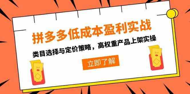 拼多多低成本盈利实战，类目选择与定价策略，高权重产品上架实操-洛柒笔记