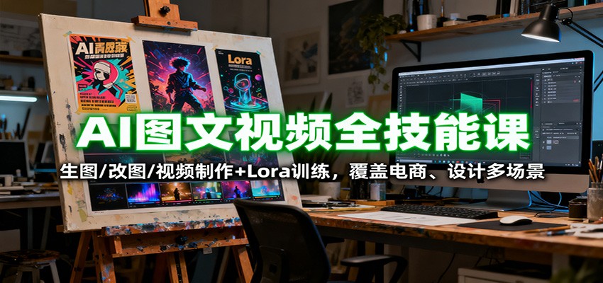 AI图文视频全技能课：生图/改图/视频制作+Lora训练，覆盖电商 、设计多场景-洛柒笔记