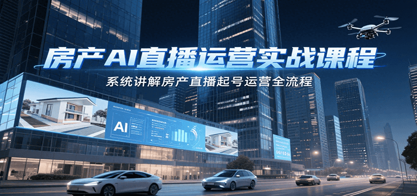房产AI直播运营实战课程，系统讲解房产直播起号运营全流程-洛柒笔记