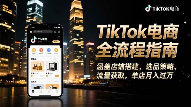 （16524期）TikTok电商全流程指南，涵盖店铺搭建、选品策略、流量获取，单店月入过万-洛柒笔记