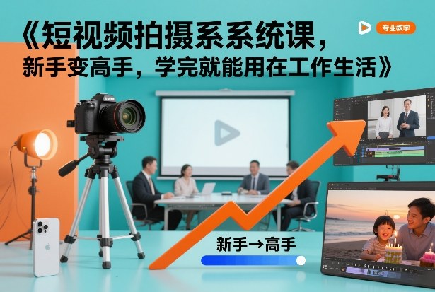短视频拍摄系统课，新手变高手，学完就能用在工作生活-洛柒笔记