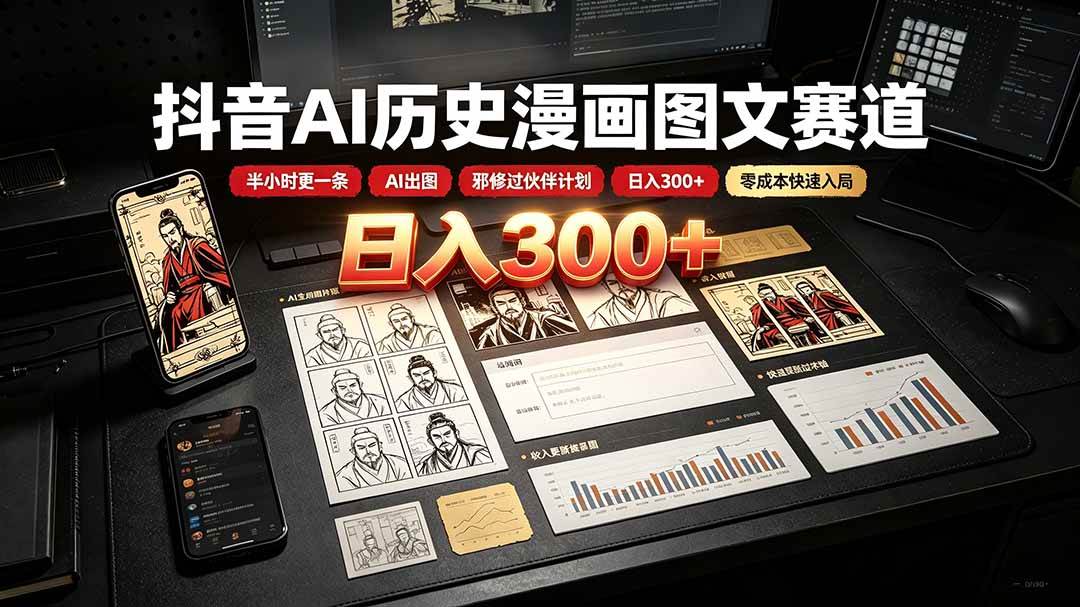 (19498期)抖音AI历史漫画图文赛道:半小时更一条×AI出图×邪修过伙伴计划×日入300+,零成本快速入局-洛柒笔记 (19498期)抖音AI历史漫画图文赛道:半小时更一条×AI出图×邪修过伙伴计划×日入300+,零成本快速入局-洛柒笔记