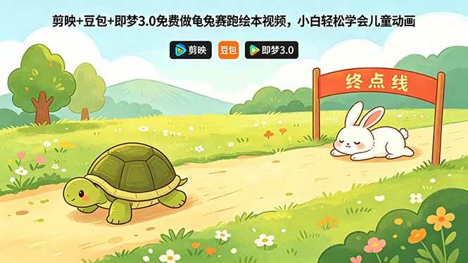 （18432期）剪映+豆包+即梦3.0免费做龟兔赛跑绘本视频，小白轻松学会儿童动画-洛柒笔记