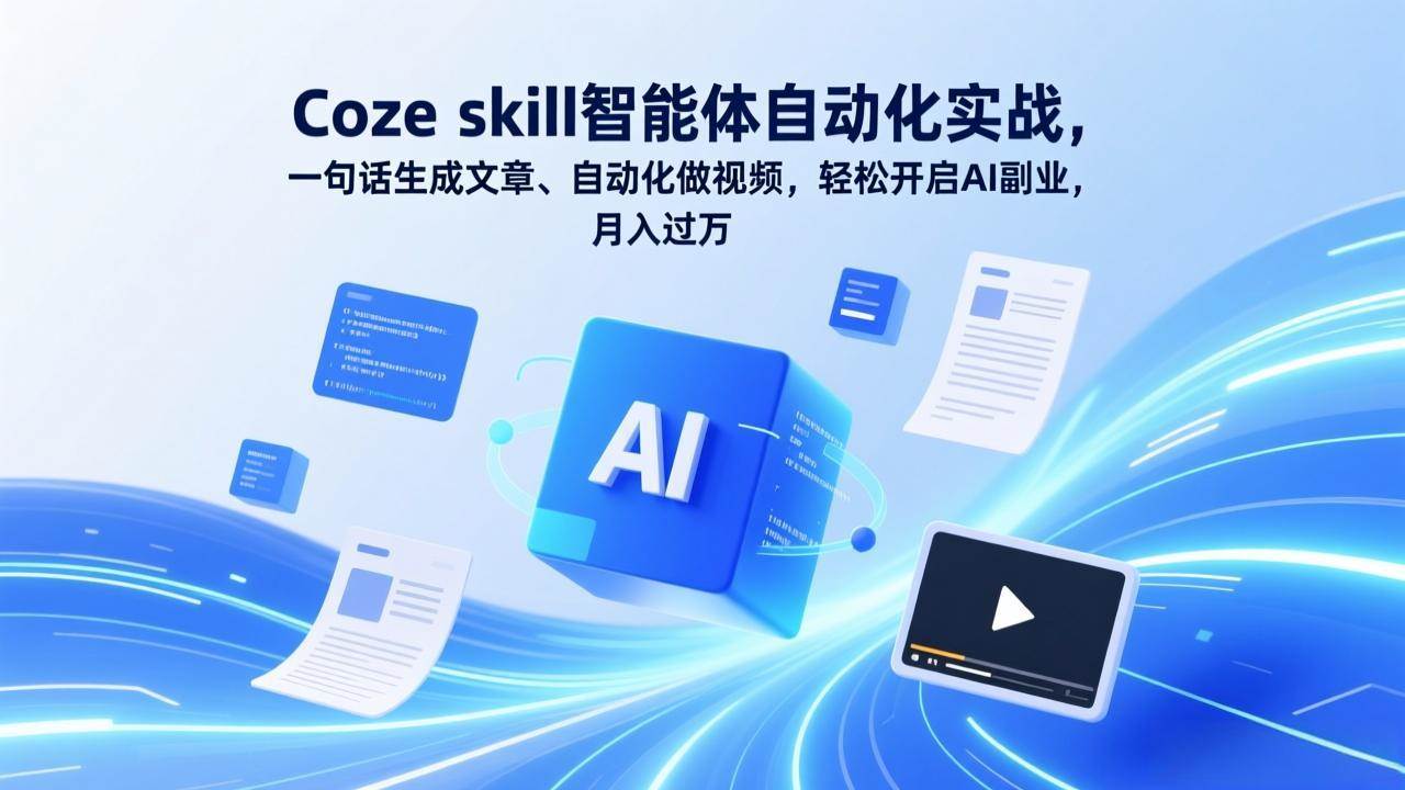 （17399期）Coze skill智能体自动化实战，一句话生成文章、自动化做视频，轻松开启AI副业，月入过万-洛柒笔记