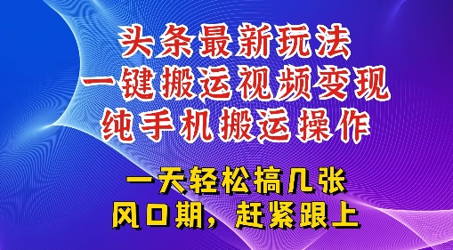 今日头条最新玩法，一键搬运视频也能轻松变现，随随便便就爆百W流量，新风口新玩法-洛柒笔记