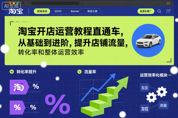 淘宝开店运营教程直通车，从基础到进阶，提升店铺流量，转化率和整体运营效率（更新26年3月15日）-洛柒笔记