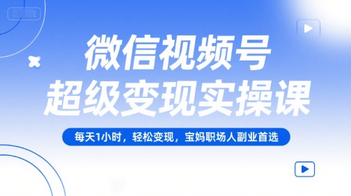 微信视频号超级变现实操课，每天1小时，轻松变现，宝妈职场人副业首选-洛柒笔记