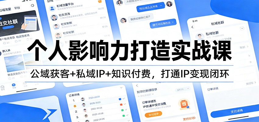 个人影响力打造实战课：公域获客+私域IP+知识付费，打通IP变现闭环-洛柒笔记