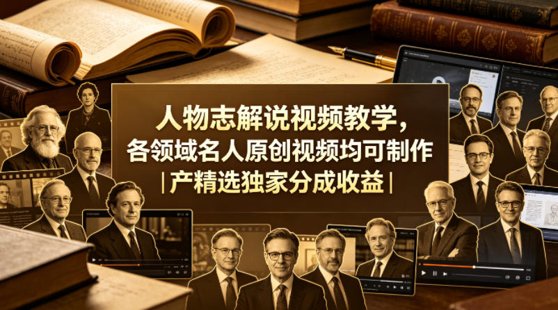 人物志解说视频教学，各领域名人原创视频均可制作丨精选独家分成收益（更新0430）-洛柒笔记