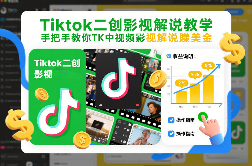 Tiktok二创影视解说教学，手把手教你TK中视频影视解说賺美金（更新26年1月）-洛柒笔记