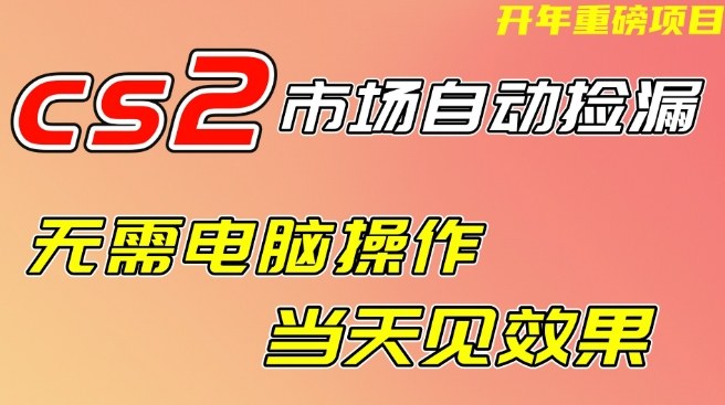 CS2市场自动捡漏项目，无需电脑操作，无需进入游戏，当天见效果，支持任何形式验证【揭秘】-洛柒笔记