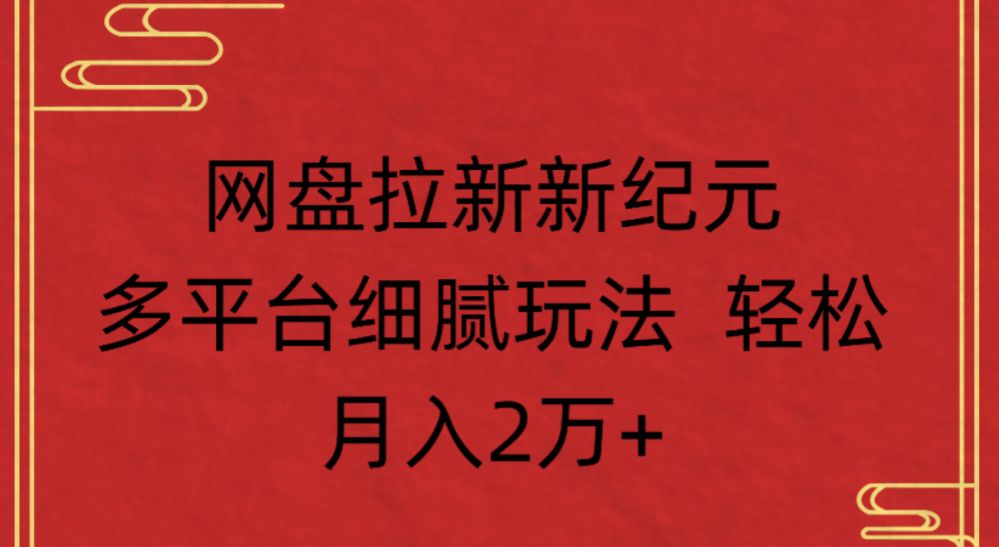 网盘拉新，新纪元多平台，细腻玩法，轻松月入2万+-洛柒笔记