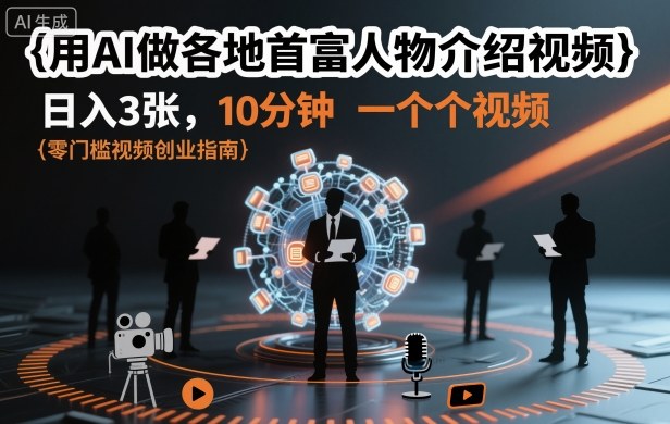 用AI做各地首富人物介绍视频，日入3张，10分钟一个视频-洛柒笔记