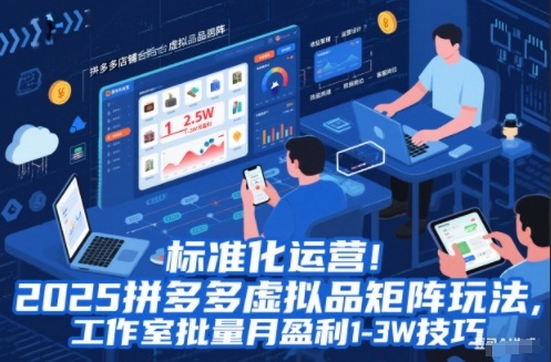 标准化运营！2025拼多多虚拟品矩阵玩法，工作室批量月盈利1-3W技巧【揭秘】-洛柒笔记