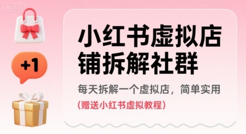 小红书虚拟店铺拆解社群，每天拆解一个虚拟店，简单实用(赠送小红书虚拟教程)-洛柒笔记