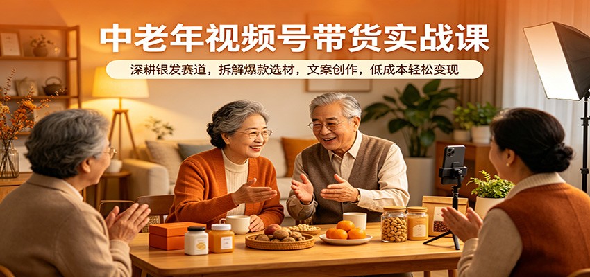 中老年视频号带货实战课：深耕银发赛道，拆解爆款选材，文案创作，低成本轻松变现-洛柒笔记