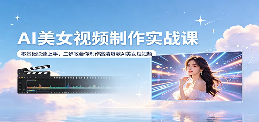 AI美女视频制作实战课：零基础快速上手，三步教会你制作高清爆款AI美女短视频-洛柒笔记