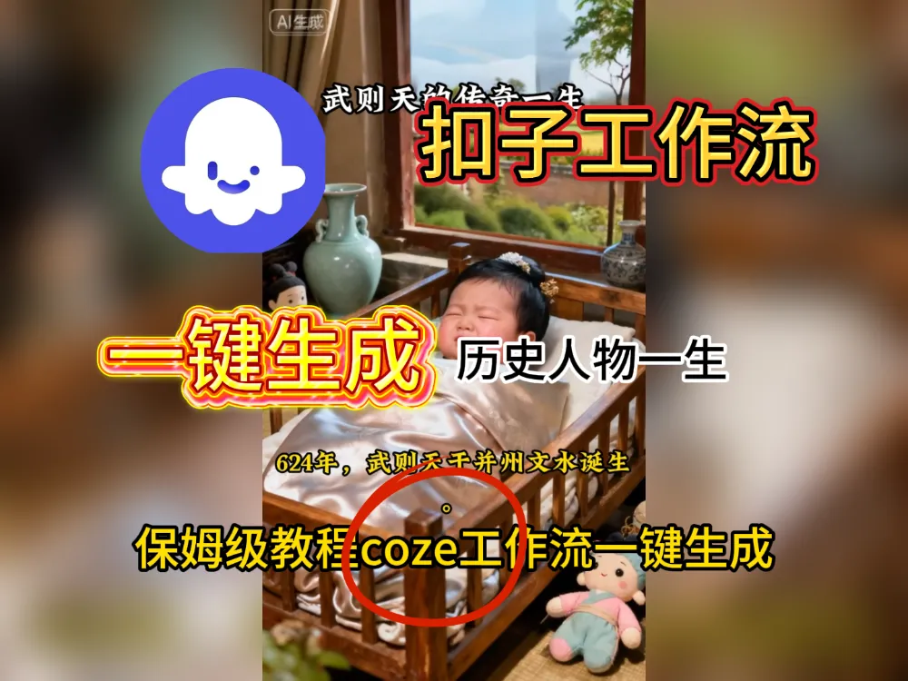 扣子工作流一键生成历史人物一生视频工作流搭建教程-洛柒笔记